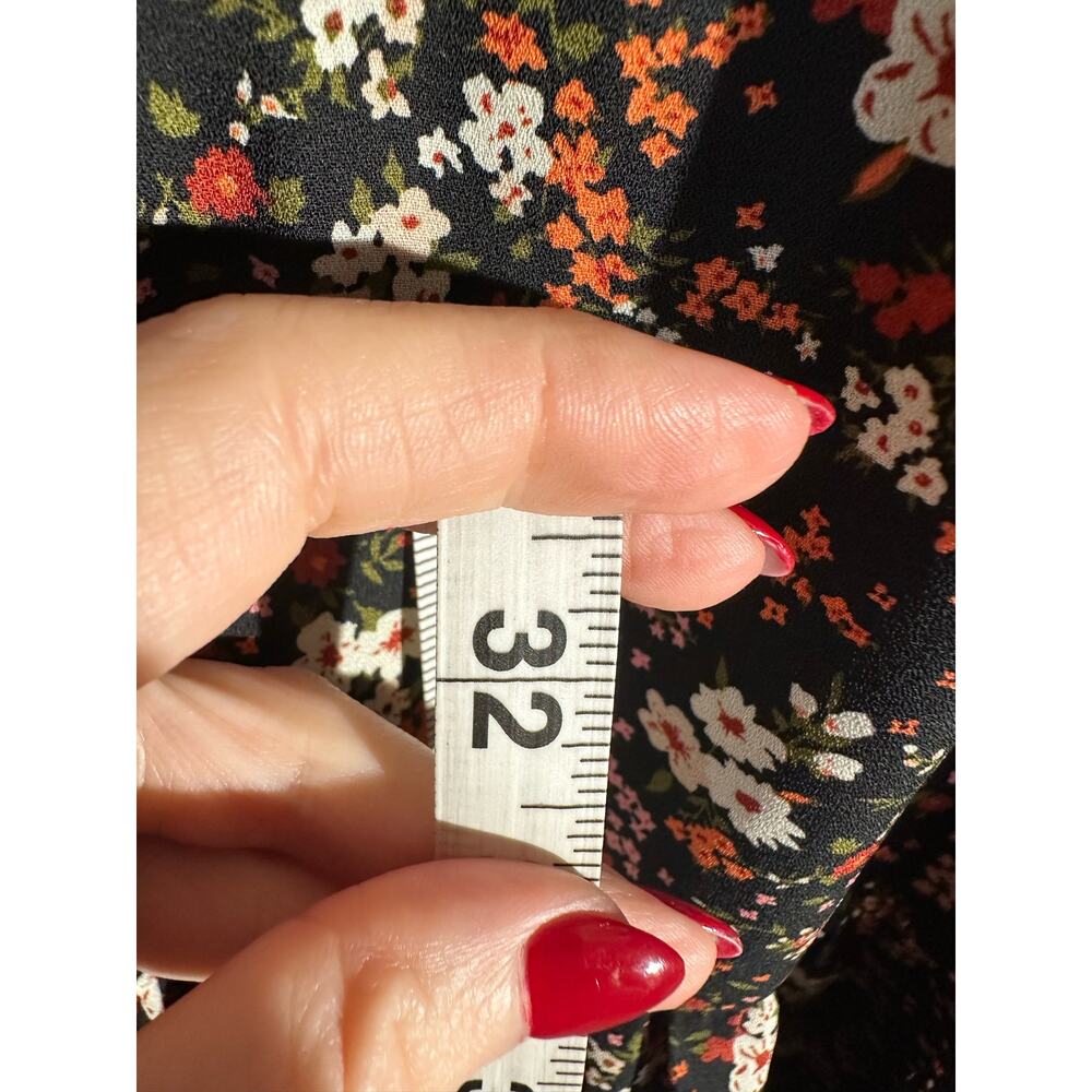 Altard State Dress Women XS Black Mini Floral Cottage Flowy Red Long Sleeve Boho - Picture 8 of 9
